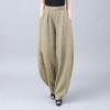 Vintage Chinese Style Summer Pure Cotton Faux Linen Women's Loose Tai Chi Pants Harem Long Lantern Pants Design