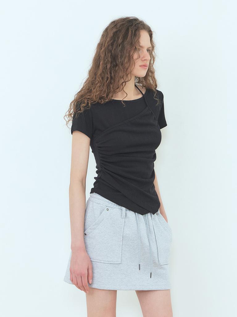 ETMON Layered Halter T-Shirt Black