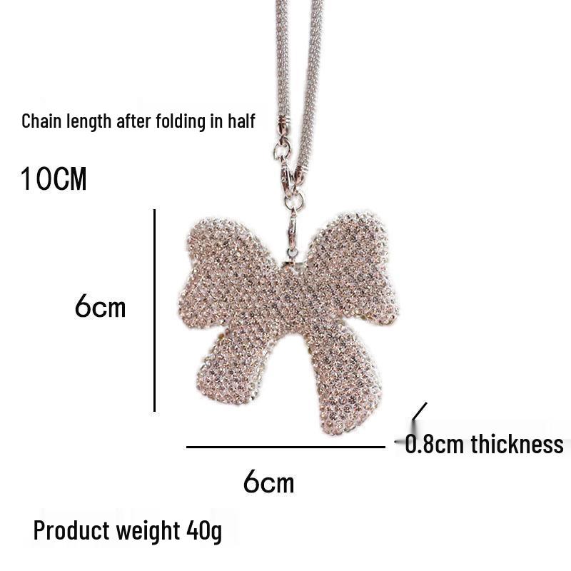 Rhinestone Bow Polymer Clay Rearview Mirror Ornament for Women