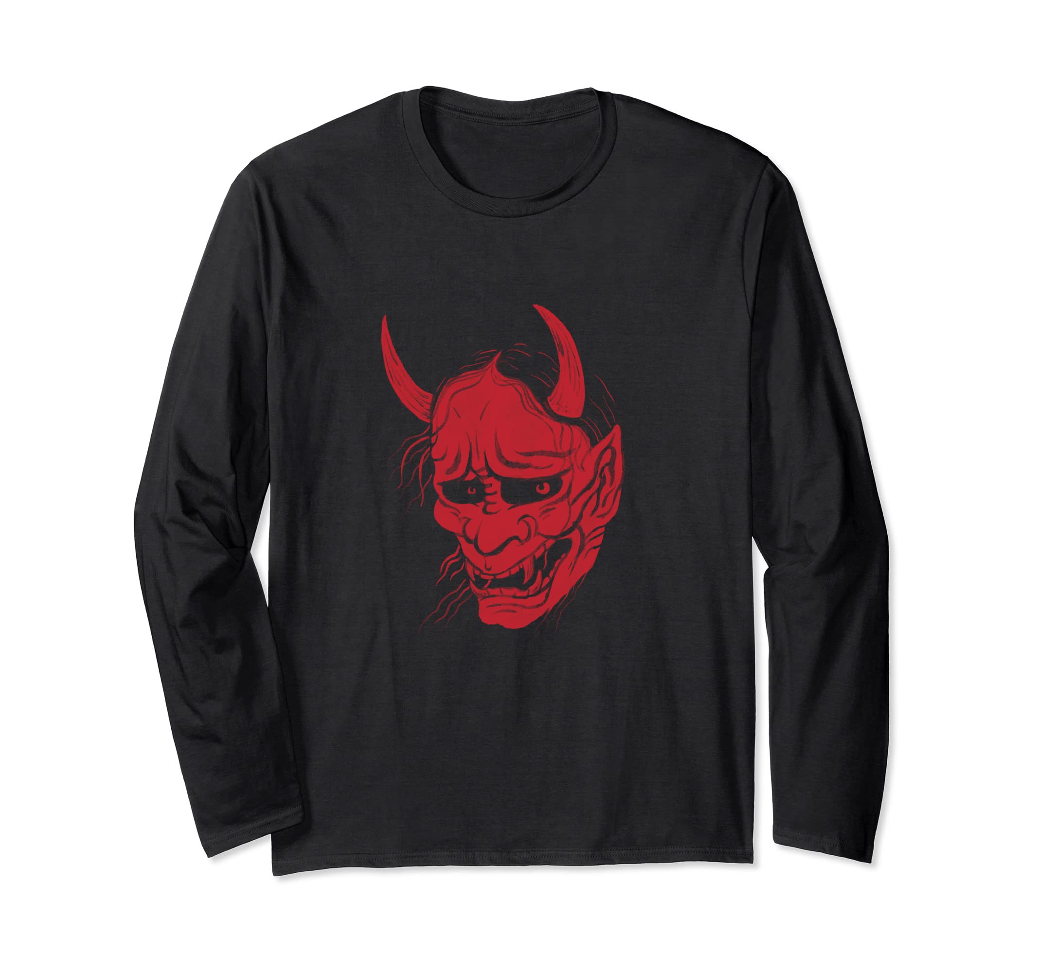 

Japanese Hannya Noh Demon or Oni Skull Aesthetic Tattoo Long Sleeve Mask T-Shirt чёрный