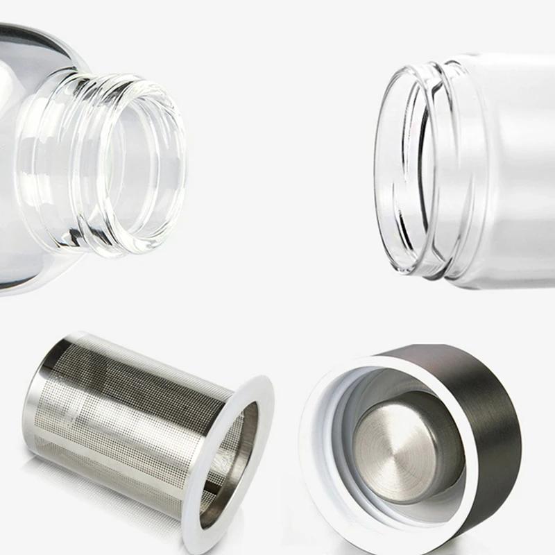 550ML High Temperature Resistant Glass Sport Water Bottle with Tea Infuser + Protective Bag Water Bottle Shaker Bottle Shaker