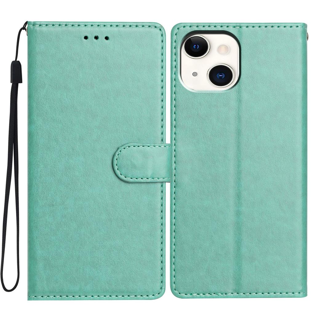 For iPhone 14 Leather Phone Case Wallet Stand Cover with Handy Strap
