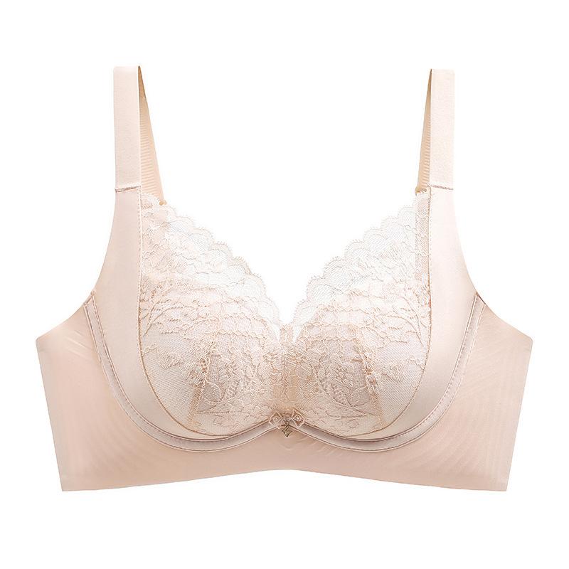 Gather Bra Women's Breathable Hole Cup Push Up Lace Adjustable Bra