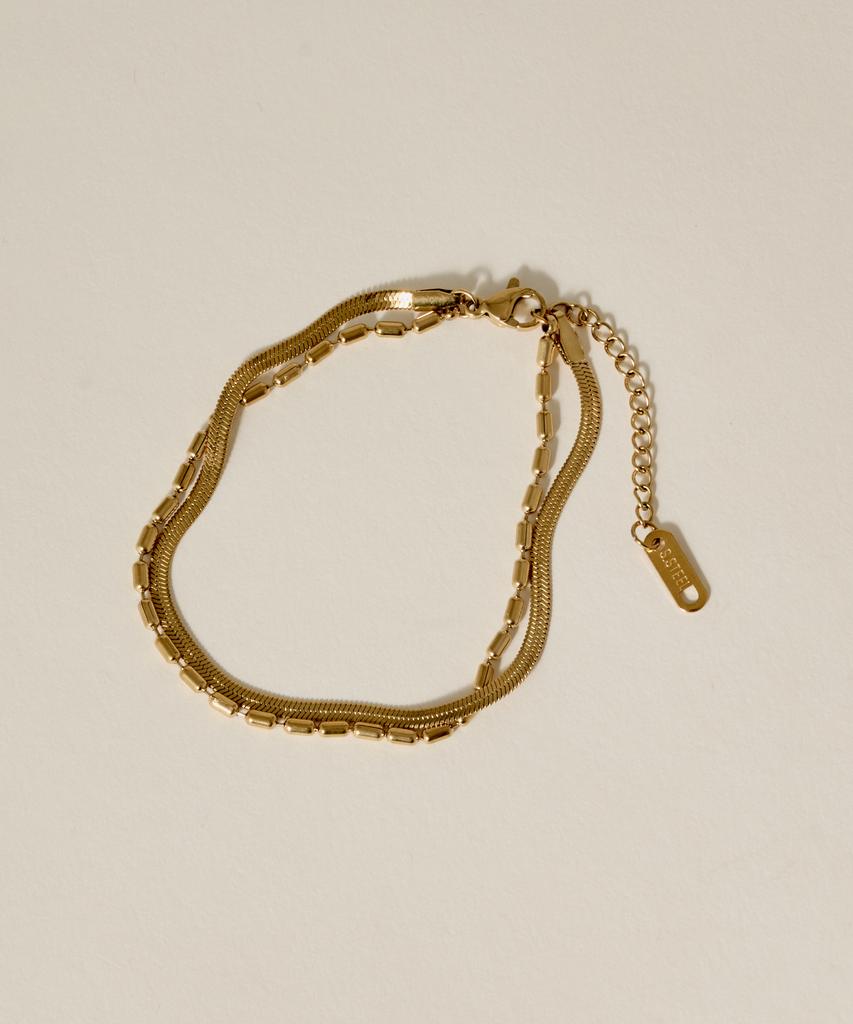 Novice Tokyo Bar & Snake Double Chain Bracelet [Stainless] / Gold