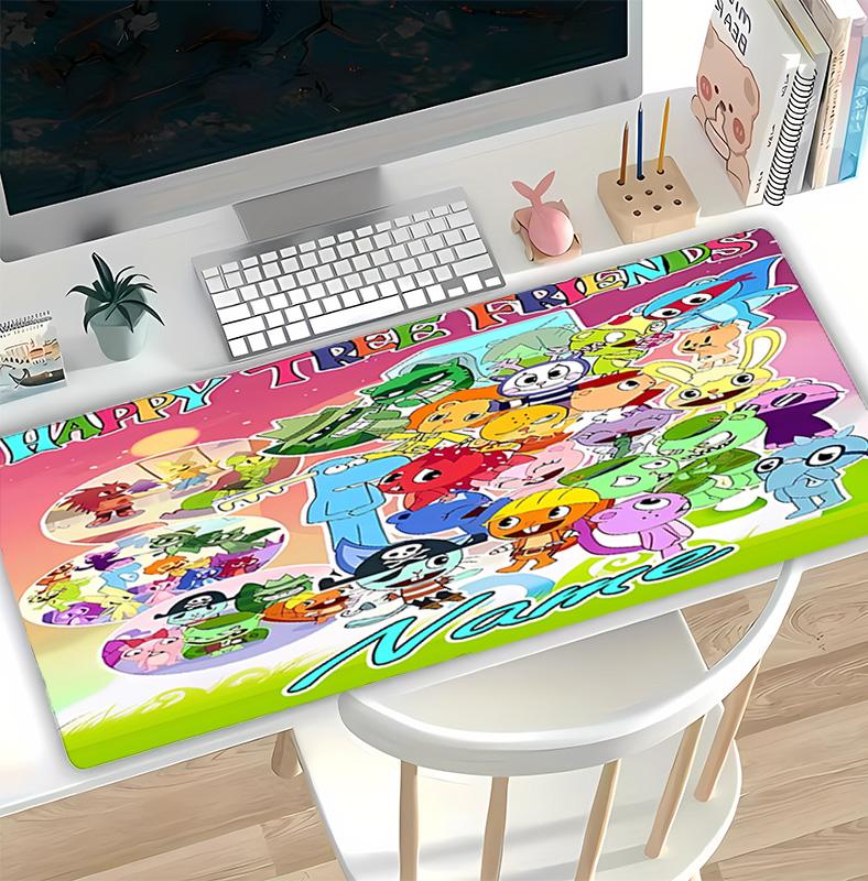 Customizable Name Happy Tree Friends Pattern Gaming Mouse Pad-Non Slip Rubber Base,Perfect Gamers,Esports,Ideal Gift Gaming Enthusiasts