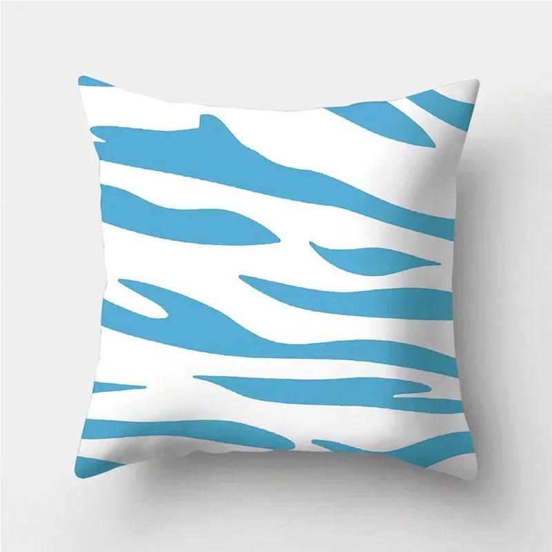 Blue Geometric Pattern Decorative Cushion Pillowcase Cushion Cover Throw Pillow Living Room Sofa Decorative Pillowcase