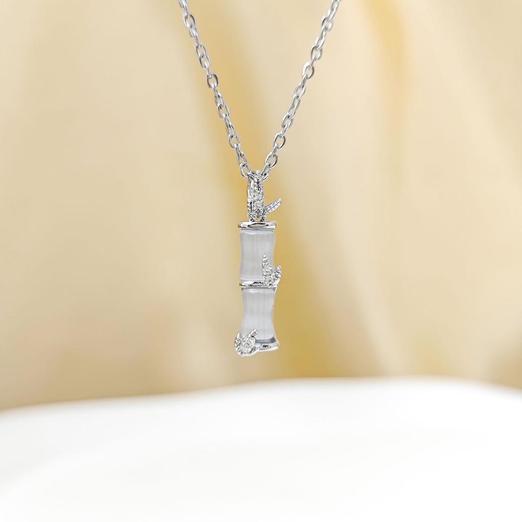 Bamboo Cat's Eye Stone Pendant Necklace - Light Luxury Niche Women's Choker
