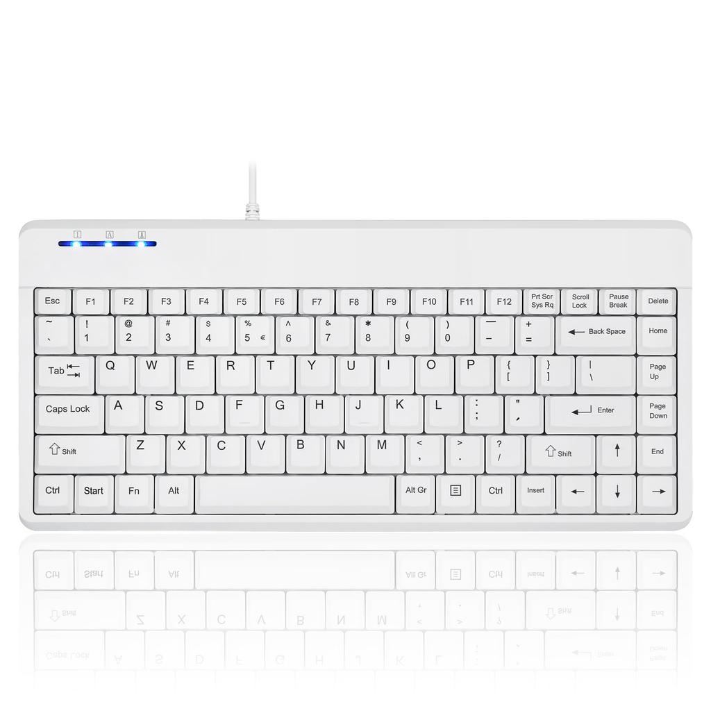 Perixx PERIBOARD-409 Wired Mini Keyboard with 1.8m Cable (White, English Layout)