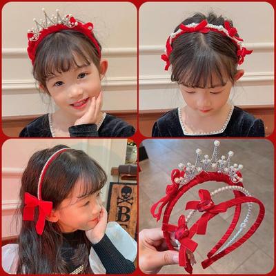 Vintage Rotes Stirnband Samt Haarband Kopfschmuck Mädchen Haarreif Weihnachten Neujahr Haaraccessoires