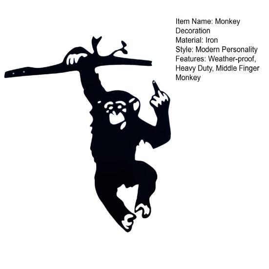 Middle Finger Monkey Silhouette Sign Weather-proof Heavy Duty Outdoor Garden Patio Yard Tree Hanging Hollow Metal Monkey Decoration Ornament