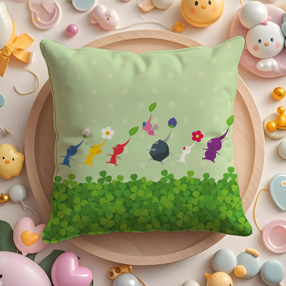 Cartoon anime PPIKMINS Pillow Case Soft Plush Fabric DoubleSided Printed Cushion Cover Warm Winter Sofa Pillow Case