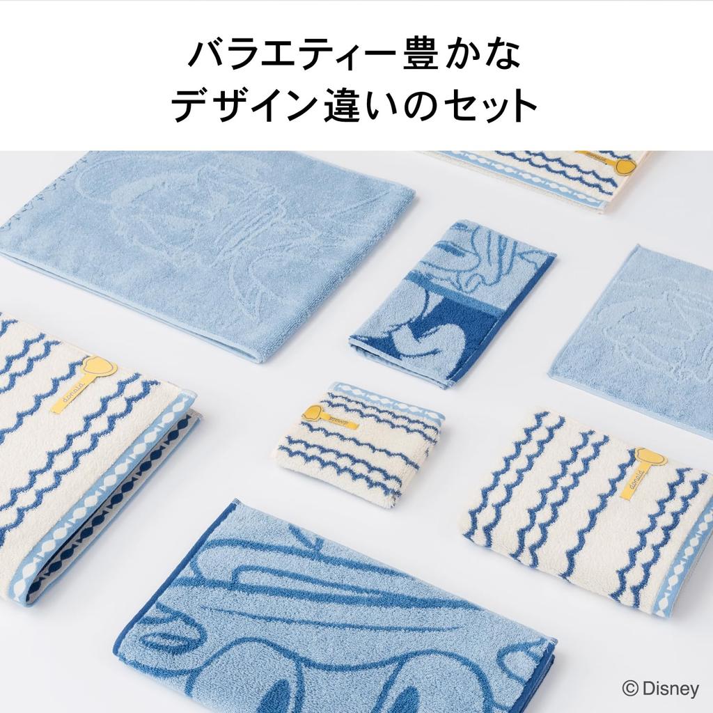 Towel Laboratory Disney Mini Donald Gift [Disney Character] #modern Towels, Duck, 3-Piece Set, Fluffy, Fast-Absorbent, 100% Cotton, Low-Peeling,