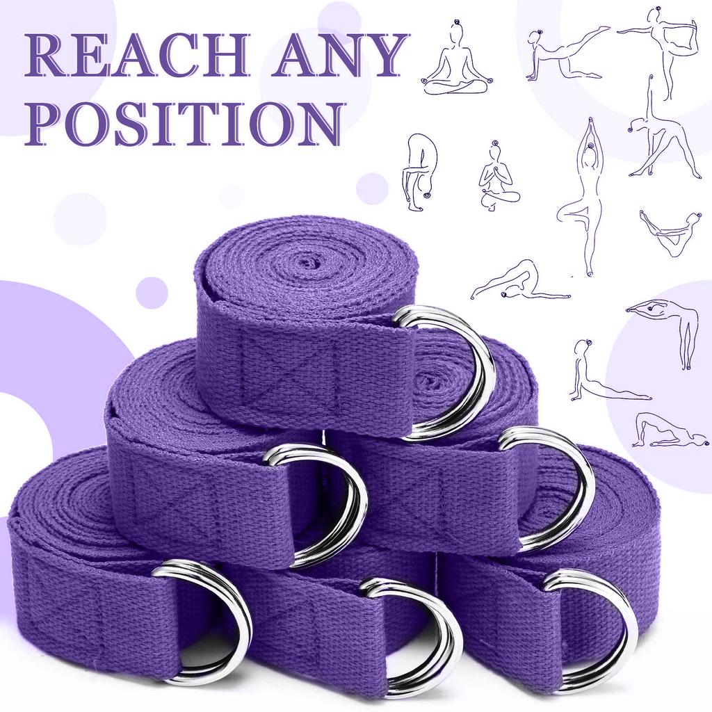 1 Stück Yogagurt für Yoga Pilates Ballett Tanz mit verstellbarer D-Ring-Schnalle Baumwoll-Yogagürtel für Fitness tägliches Dehnen