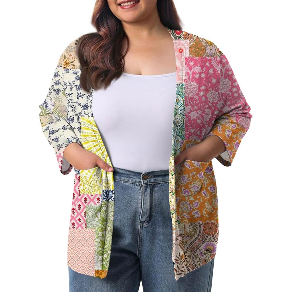 Women's Fall And Winter Fashion Casual Soild 3/4 Sleeve Mid-Length Cardigan Jacket