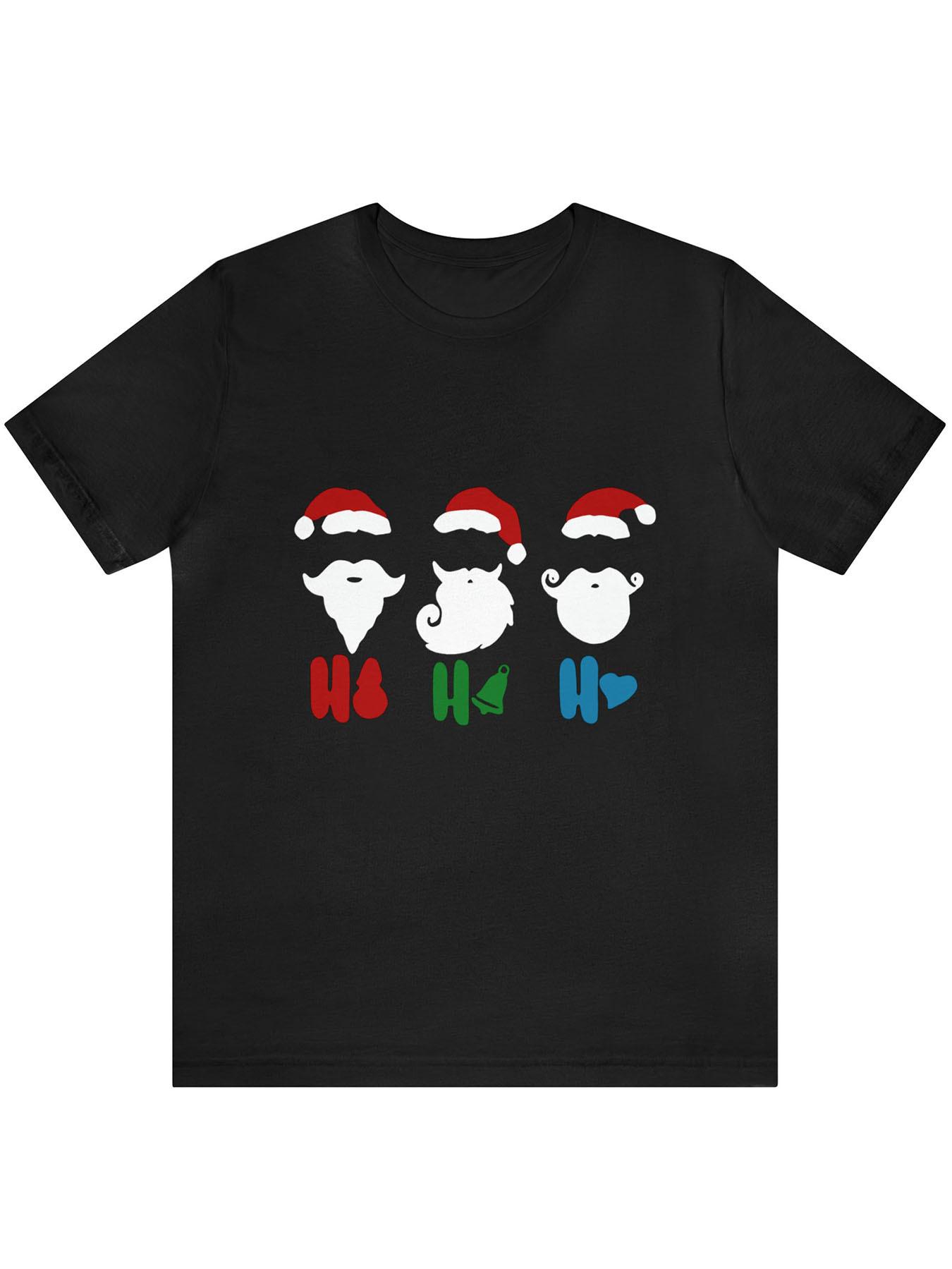 Festive Cotton Tshirt with Santa and Animals Design - Cas... XXL