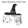 Large Ruched Witch Hat Single Side Veils Hat Women Men Wizard Hat Decoration Props For Halloween Party And Role Play