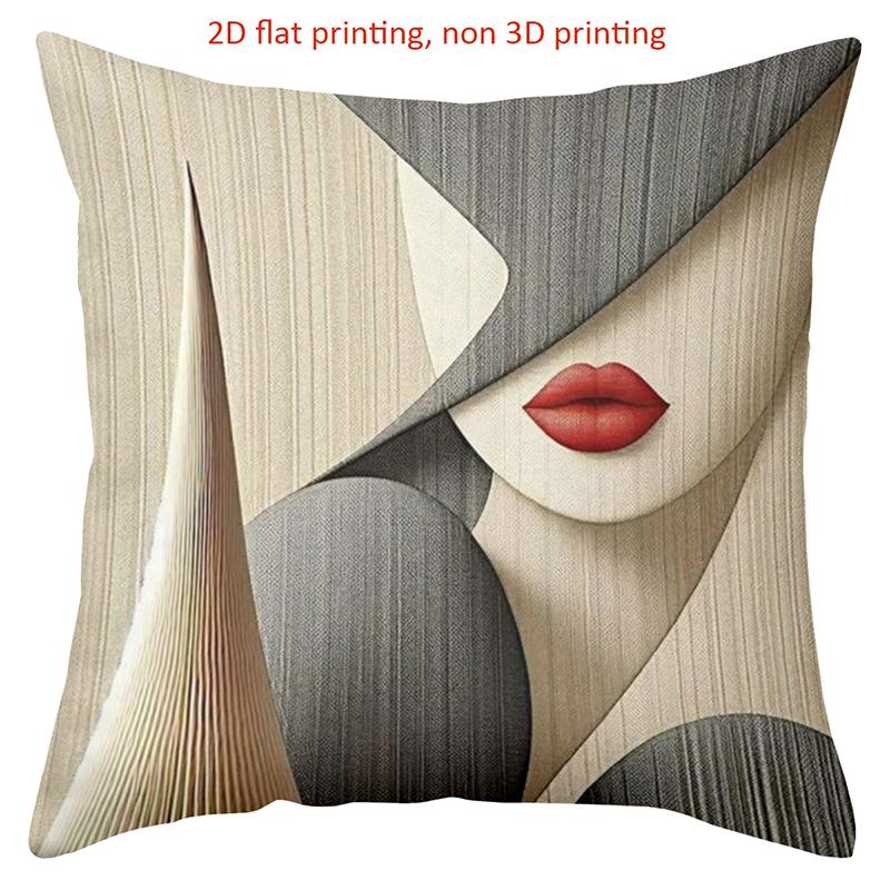 

Stylish Women s Face Printed 2D Cushion Pillow Covers Polyester pillowcase, sofa decorative cushion cov Headboard Pillow 45x45cm