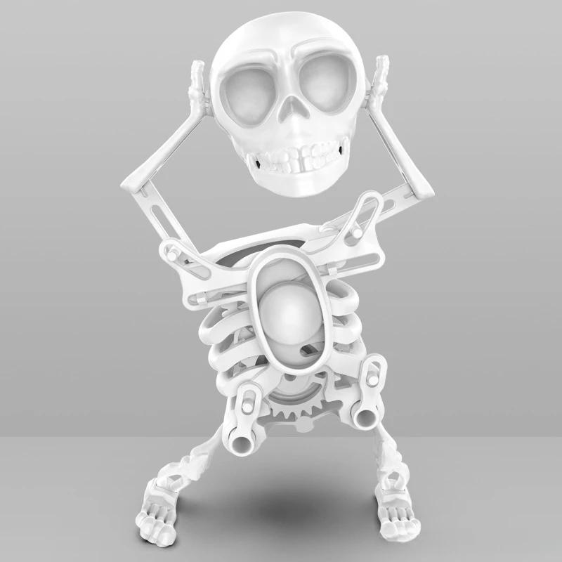 Wind-up Dancing Skeleton Toy Children Toddlers Desktop Mini 3D Print Shaking Skull Doll Spring Clockwork Toy Funny Birthday Gift Idea