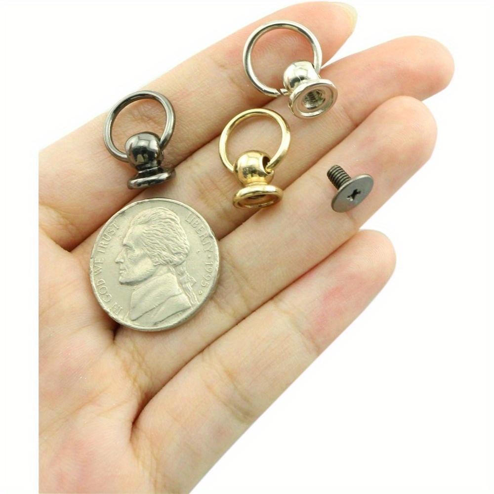 10pcs 8x6mm Screwback Round Head Rivet with Pull Ring Metal Handmade DIY Accessory Nail Heads Stud Leather Craft Screw Rivets