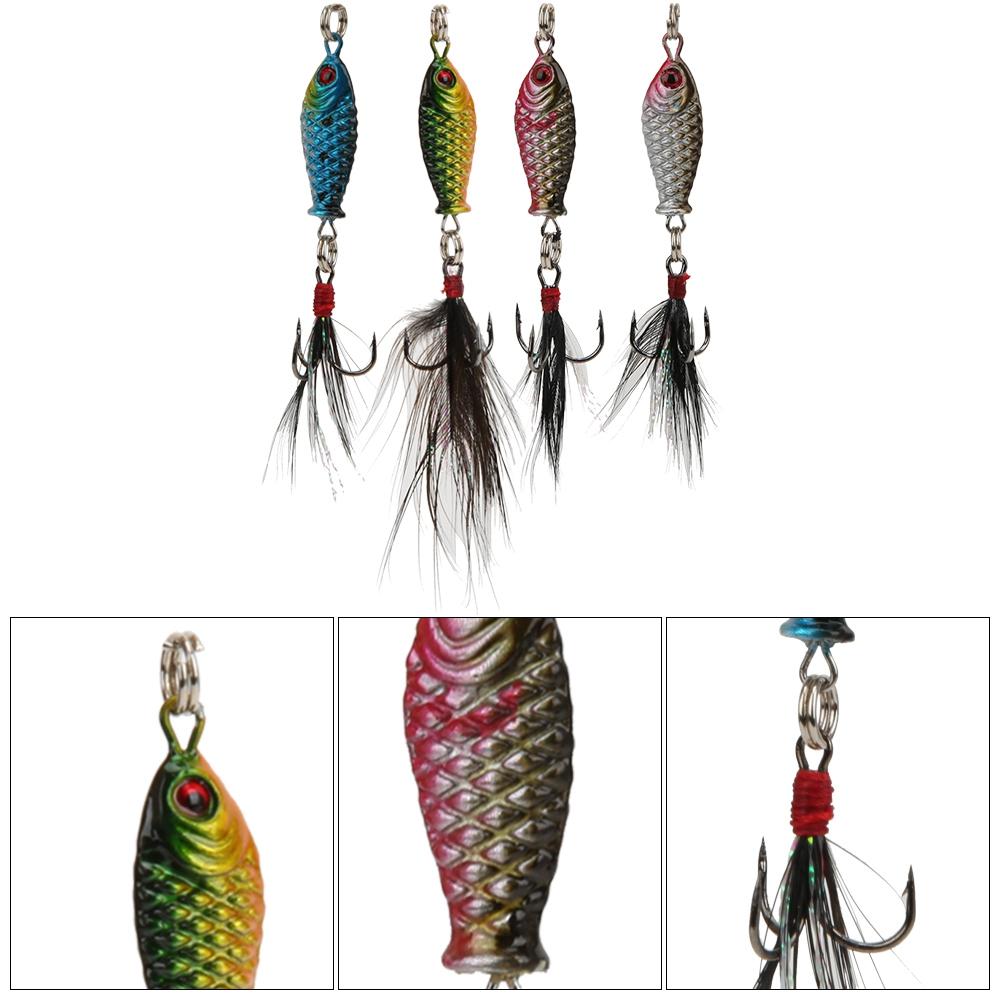 4Pcs Feather Bait Lures Durable with Hook Fishing Tackle Accessories 5.2g 2.5cm