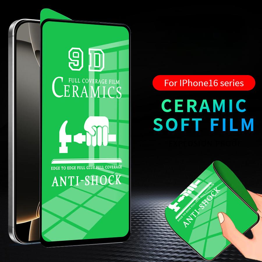 For iPhone Air 18 17 16 15 14 13 12 mini 11 Pro XS MAX X XR 6 6s 7 8 Plus SE 2020 Full Glue Full Cover Soft Ceramic Film Screen Protector