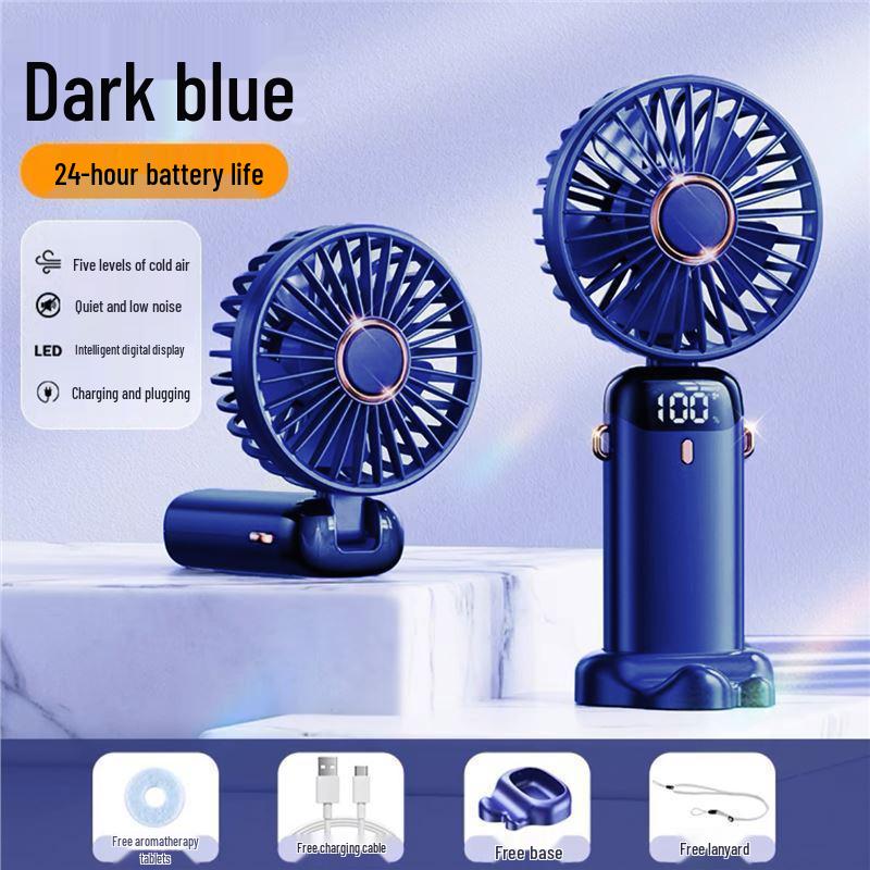Portable Handheld USB Foldable Mini Fan with Digital Display for Desk or Outdoor Use