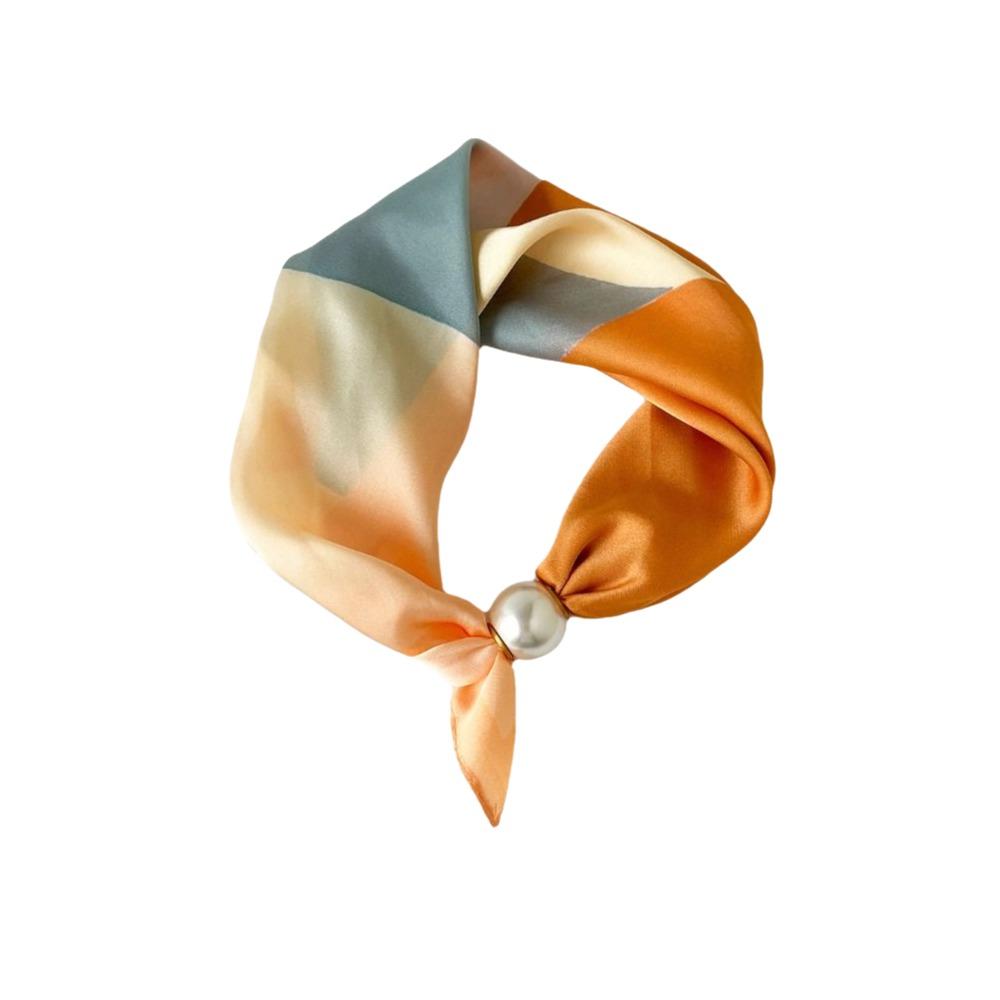 Lightweight Silk Scarf Breathable Printed Neck Scarf Accessory Magnetic Clasp Scarf Women
