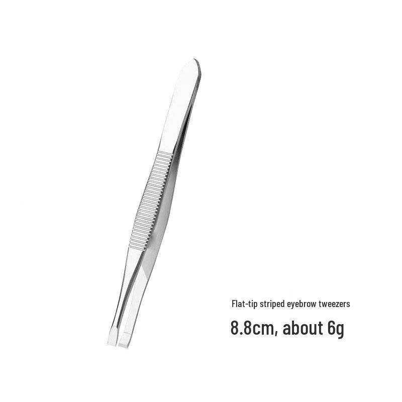 Stainless Steel Non-slip 9cm Eyebrow Tweezers - Flat & Angled Tip for Hair Removal and Shaping