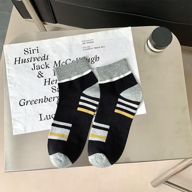 

Мужские спортивные носки, Влагопоглощающие, Дышащие, Полосатые носки с цветовыми блоками, Мужские осенне-зимние носки 5pairs чёрный