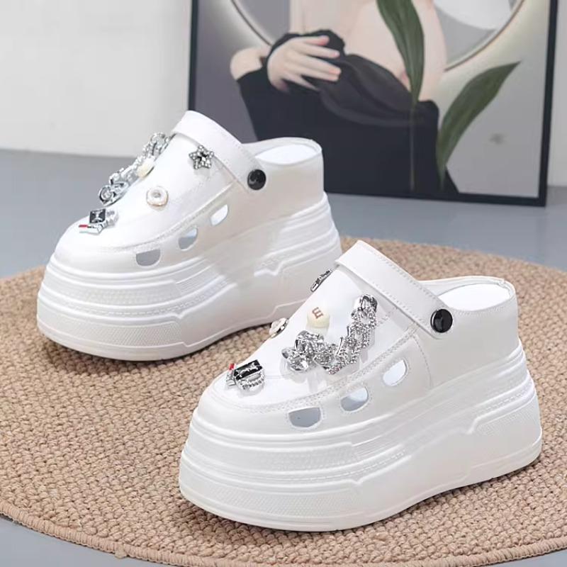 Fashion 11CM Chunky Platform Sandals for Women Summer Thick Bottom Clogs Slippers Woman Closed Toe Non-Slip Beach Garden Shoes Slide