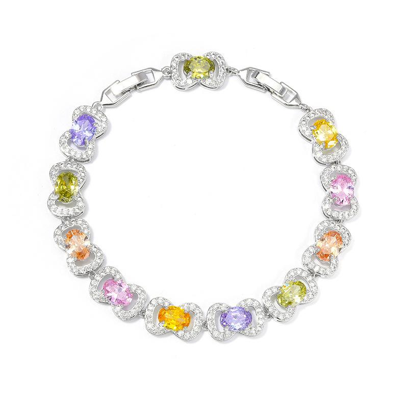 Wholesale of New Exquisite Oval Bow Candy Zircon Bracelets for Ladies with Niche Designs