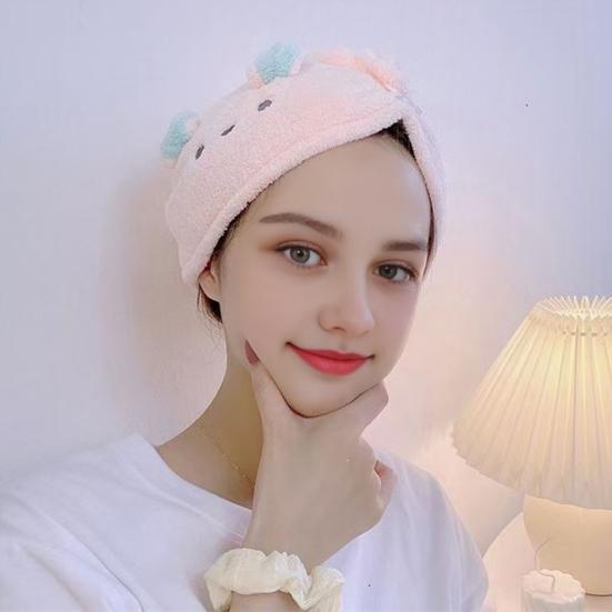 Microfiber Hair Wrap Women Koala Hair Drying Towel with Button Absorbent Quick Dry Hair Towel Turban Reduces Frizz for Bath Shower Spa