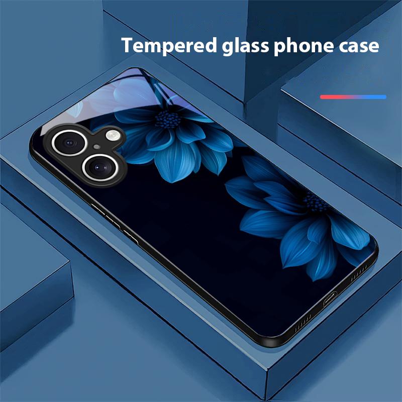 Black Apple Stone For Apple IPhone 16E 16 E 11 13 15 P Ro 14 Pro Max 12 Mini 7 8 Plus XR X XS Black Tempered Glass Phone Case