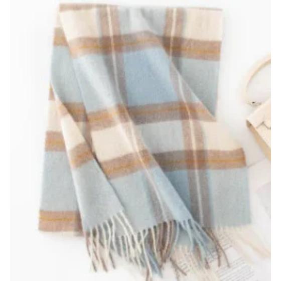 Plaid Scarf for Women 100% Wool Shawl All-Match Tassel Warm Comfortable Luxury Clothes New Fashion Autumn Winter Scarves