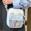 Trend Women Ita Bags Cute Cartoon Cat Embroidered Lady Commuter Bag DIY Badge Bag Casual Female Crossbody Bags Handbag and Purse