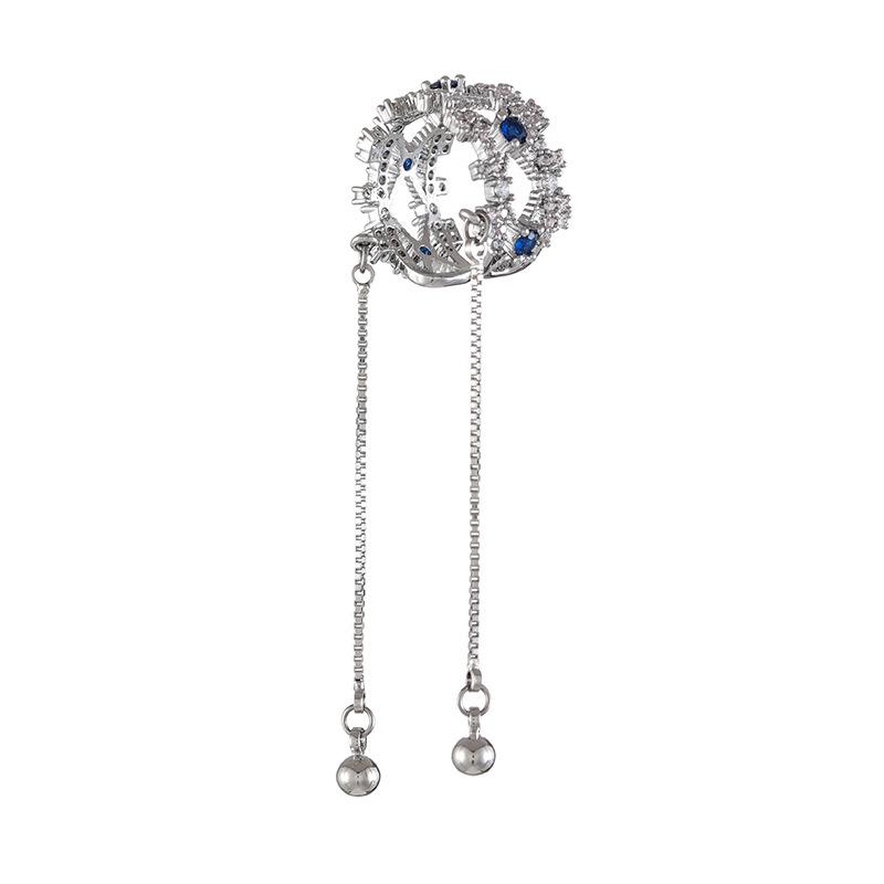 French Forest Style Blue Zircon Clip-On Earrings - Niche Design, Trendy No-Pierce Ear Cuff for Women