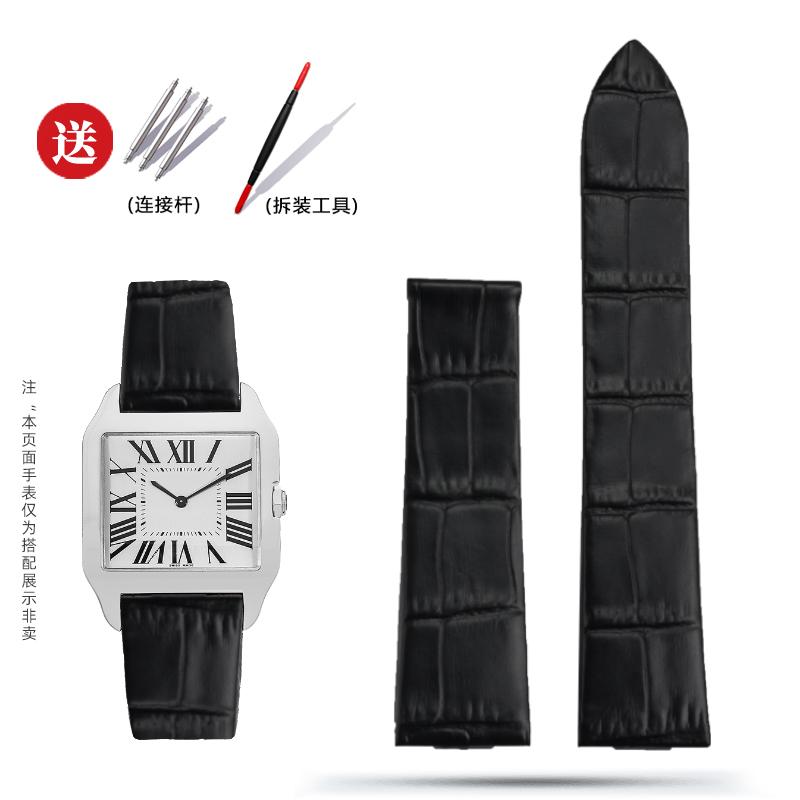 

18mm Watchband 21mm for Car-tier Watch W2006951 WH100751 Sandoz Santos Mechanical Cowhide with Steel Head Endlink Grain Strap 18mm