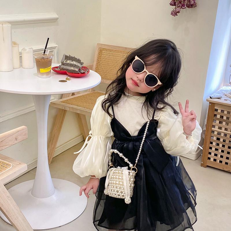 Trendy Childrens Pearl Chain Bag Modern Chic Handcrafted Weave Accessory Purse For Girls