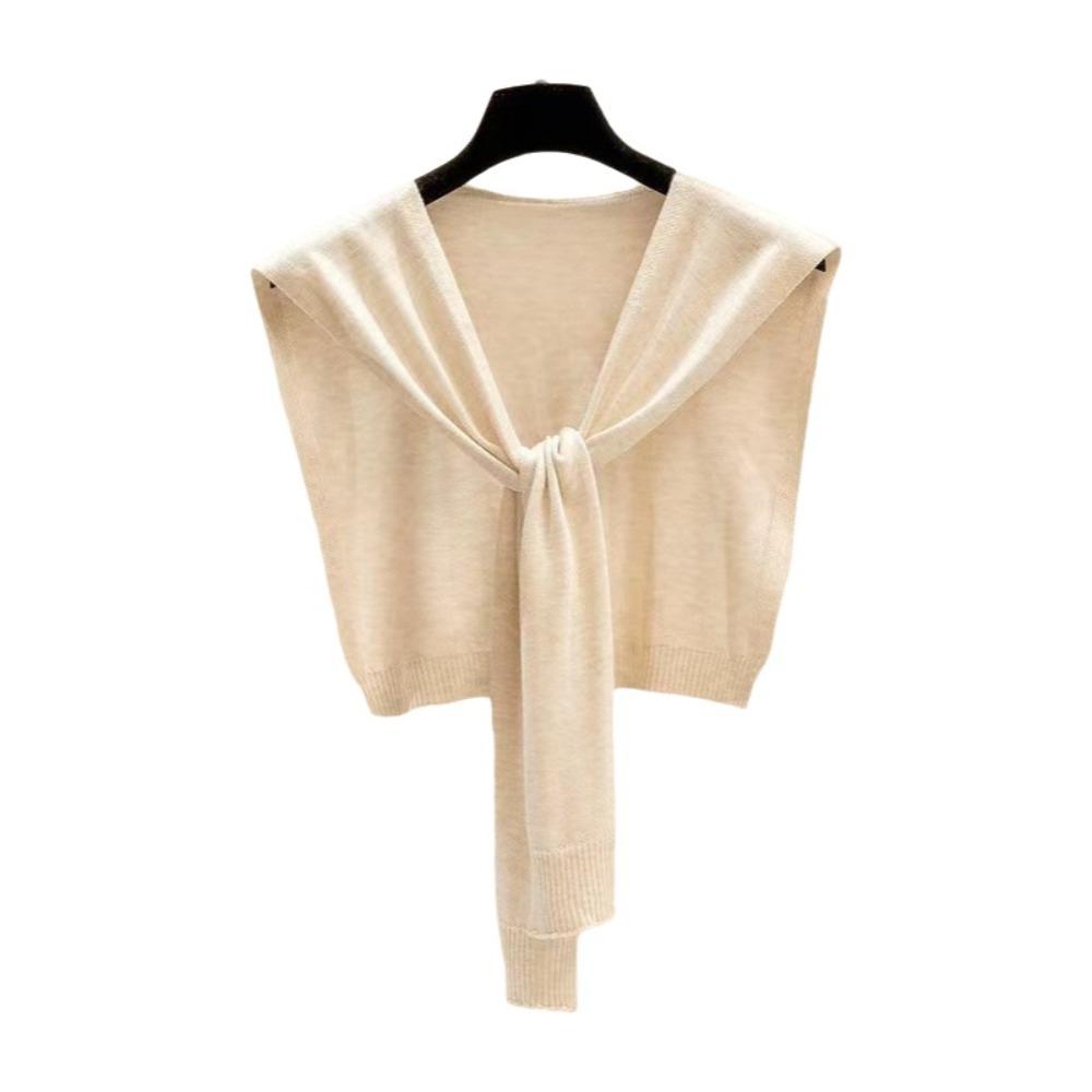 Striped Knitted Shawl Thin Warm Shoulder Wrap Trendy Shoulder Protection Scarf Korean Style