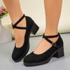 Fashion Women's Shoes 2025 Ankle-wrap Women's High Heels Plus Size Office & Career Pumps Women Chunky Heels Buckle Strap Female Shoes