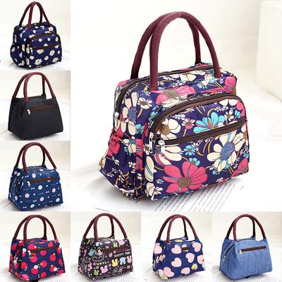 Flower Animal Print Pattern Cooler Lunch Box Portable Insulated Oxford Lunch Bag Thermal Food Picnic Lunch Bags for Women Kids