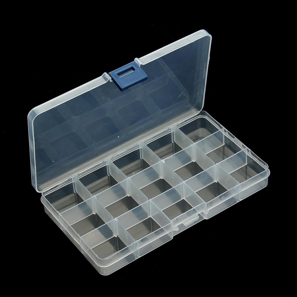 10-15 Grids Plastic Transparent Storage Box Square Adjustable Organizer with Cover for Jewelry Beading Compartment Storage Case