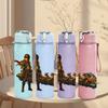 1PC Rider With Weapon Fantasy Character Pattern 750ml Color Plastic Sports Water Bottle Leakproof Flip Straw Lid Suitable for Sports Office Home Use
