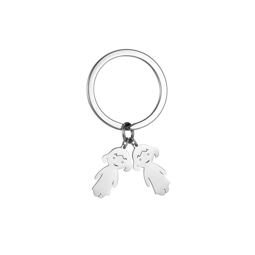 Personalized Keychain Custom Boy Girl Key Chain Family Mother Kid Child Gift For Woman Men Couple Stainless Steel Jewelry