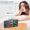 Digital väckarklocka Sängklocka Färgstark RGB LED-display Klocka med dubbla alarm Snooze-timer, USB-port