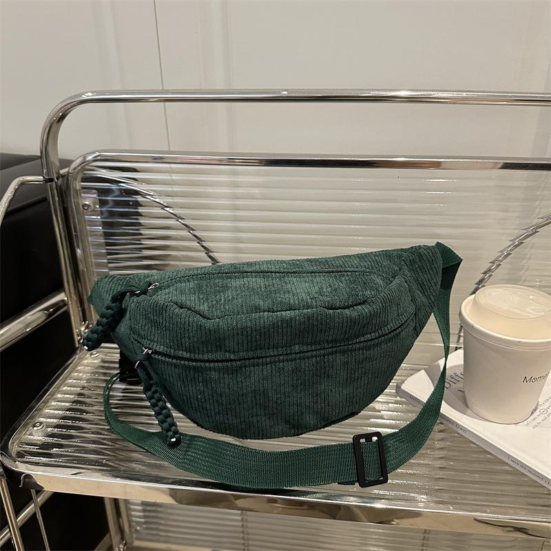 Solid color simple shoulder messenger bag autumn new niche versatile casual bag breast bag fanny pack