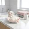 Pastel Pink White Cat Soap Dish With Drainage Soap Container Lucky Cat Soap Case  Household Use