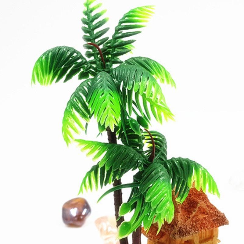 Polyresin Aquariums Fish Tank Ornaments Simulation Coconut Tree Castle Aquarium Ornaments Aquario