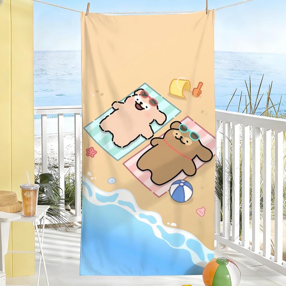 Line Puppy Maltese Towel Soft Pool Gift For Travel Gym Shower Camping Quick Dry Sports Large Beach Towels