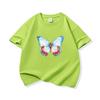 Kids Cotton T Shirt Light Blue And Red Butterfly Print Crew Neck Short Sleeve Tee Casual Boys Girls Summer Tops